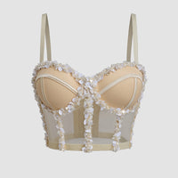 Sling Mesh Bra Outer Wear Body Shaping Boning Corset Sling Crystal Tube Top - Modestly Vogue 