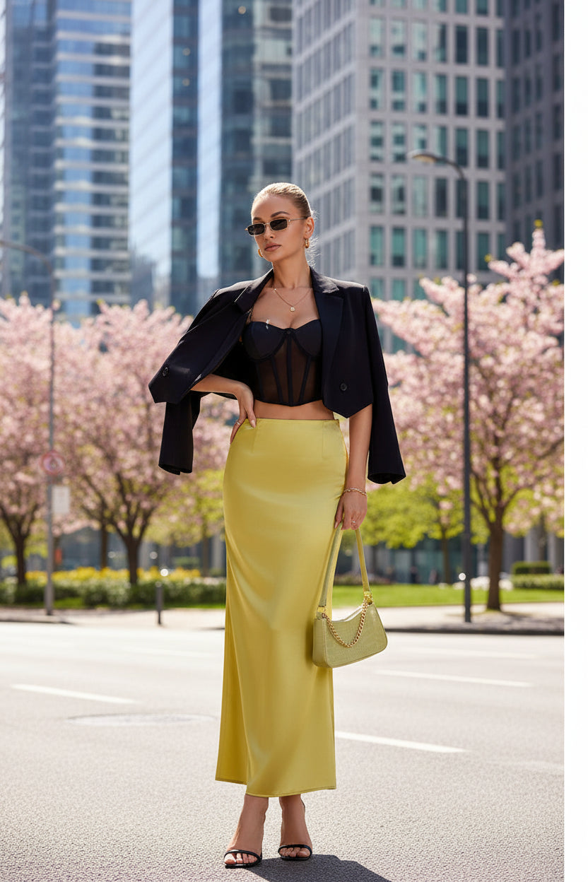 Satin Skirt for Women – Casual Spring Summer Style - Modestly Vogue 