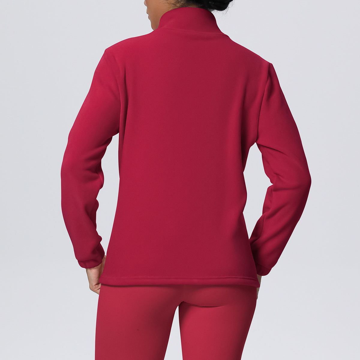 High Collar Warm Fleece Lined Zipped Sports Coat Loose Yoga Clothes Casual All Matching Women