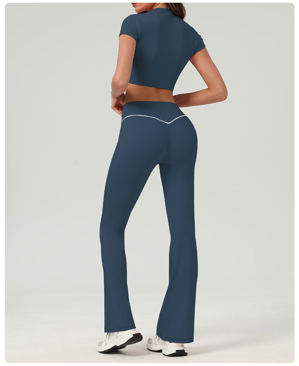 High-Waist Quick-Drying Yoga Trousers – Wide Leg Bell Bottoms for Women