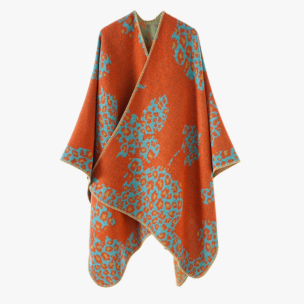 Ethnic Color Matching Shawl – Warm Large Cape Scarf for Photography