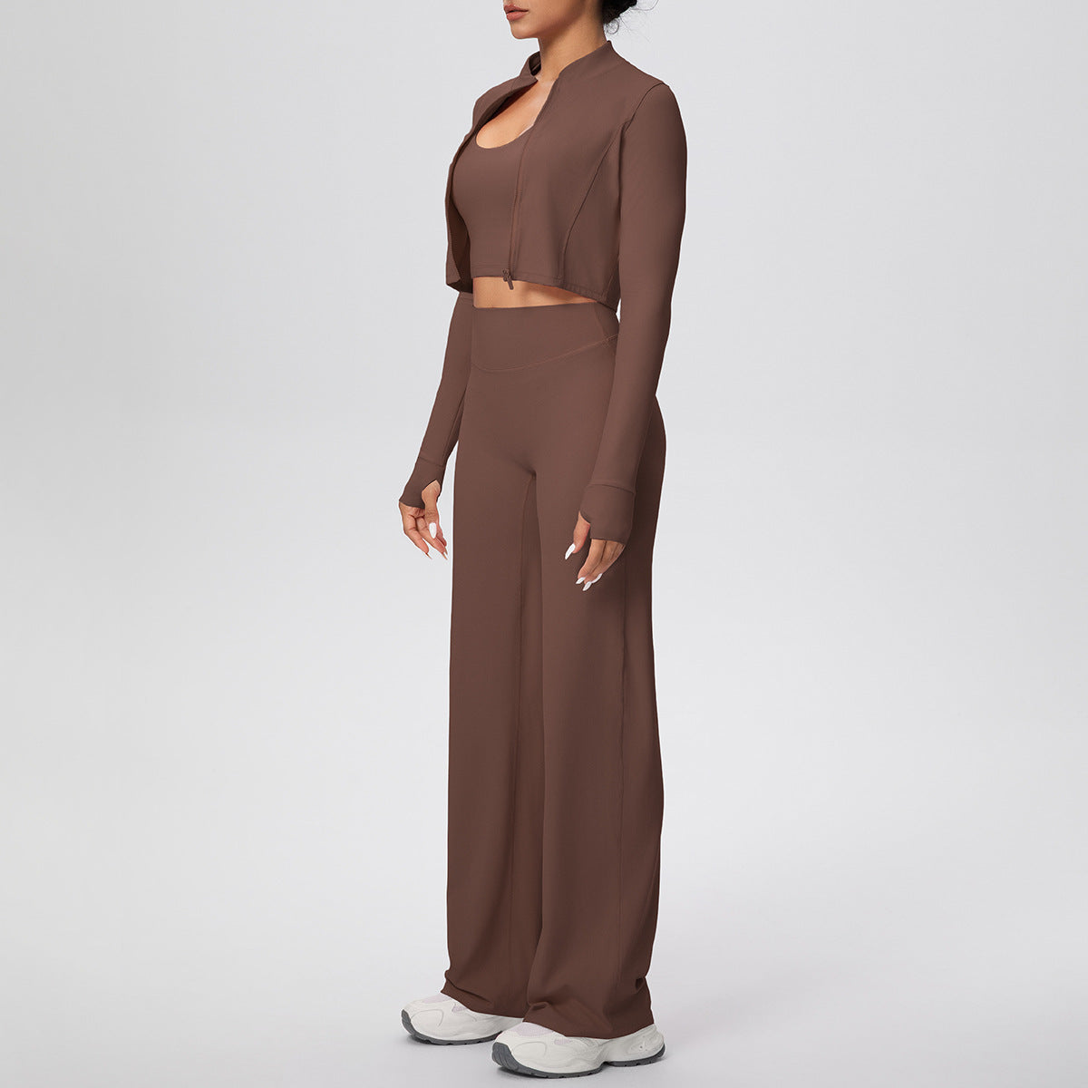 Women’s 3-Piece Sports Set | Zip Jacket, Halter Top & Pants