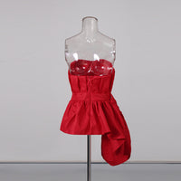 Deep Vest Summer Non Specification Ruffled Tube Top Cinched Waist Evening Top - Modestly Vogue 