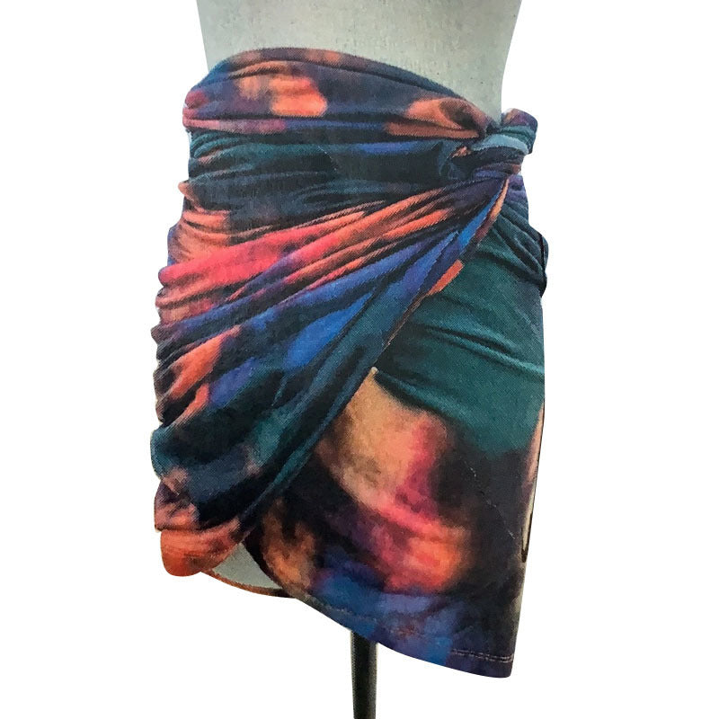 Trendy Tie-Dye High Waist Japanese Mini Skirt Women - Modestly Vogue 