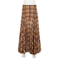 Retro Patchwork Plaid A line Long Skirt