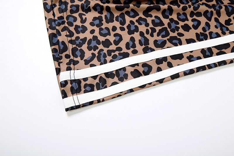 Leopard Print High Waist Wide Leg Trousers Pants - Modestly Vogue 