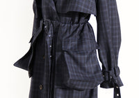 British Plaid Trench Coat for Women with Waist Belt - Modestly Vogue 