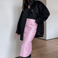 Trendy High Waist, Fashionable Leather Skirt