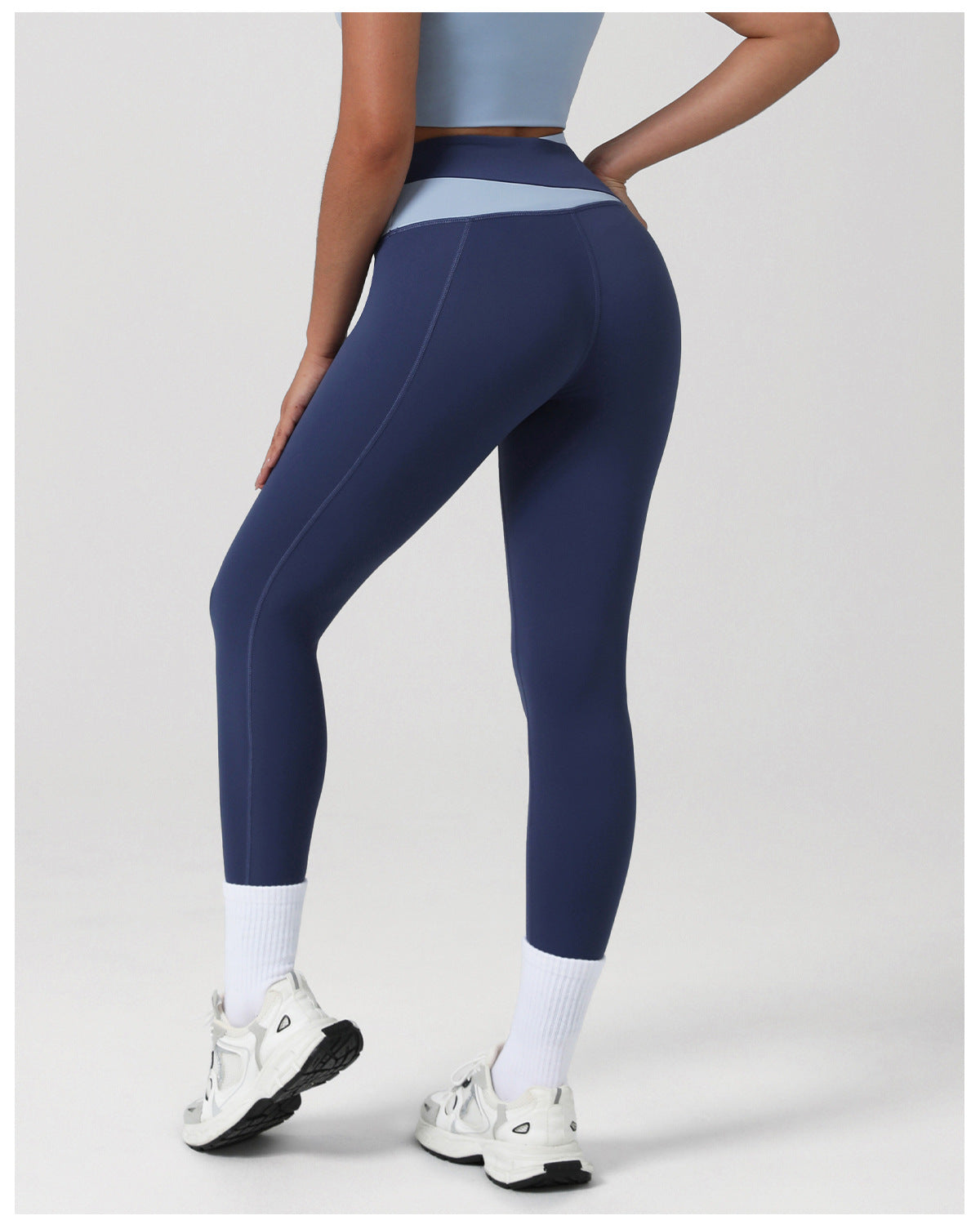 Contrast Color High-Waist Yoga Pants – Hip Lift Sports Tights for Women