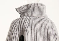 Women’s Asymmetric Knitted Varsity Jacket – Autumn Winter Coat