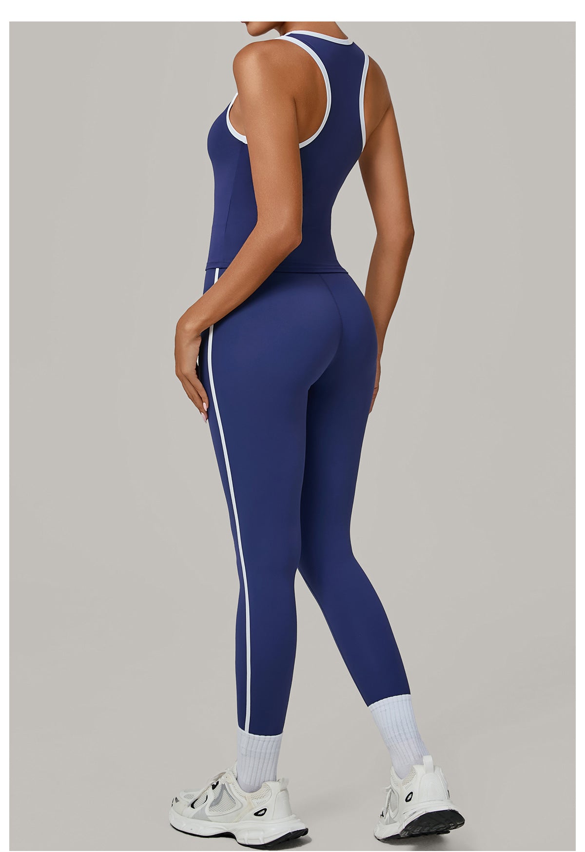 Sports Color Contrast Patchwork Tight Nude Feel Yoga Two Piece Sets Running Fitness Yoga Wear