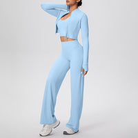Women’s 3-Piece Sports Set | Zip Jacket, Halter Top & Pants