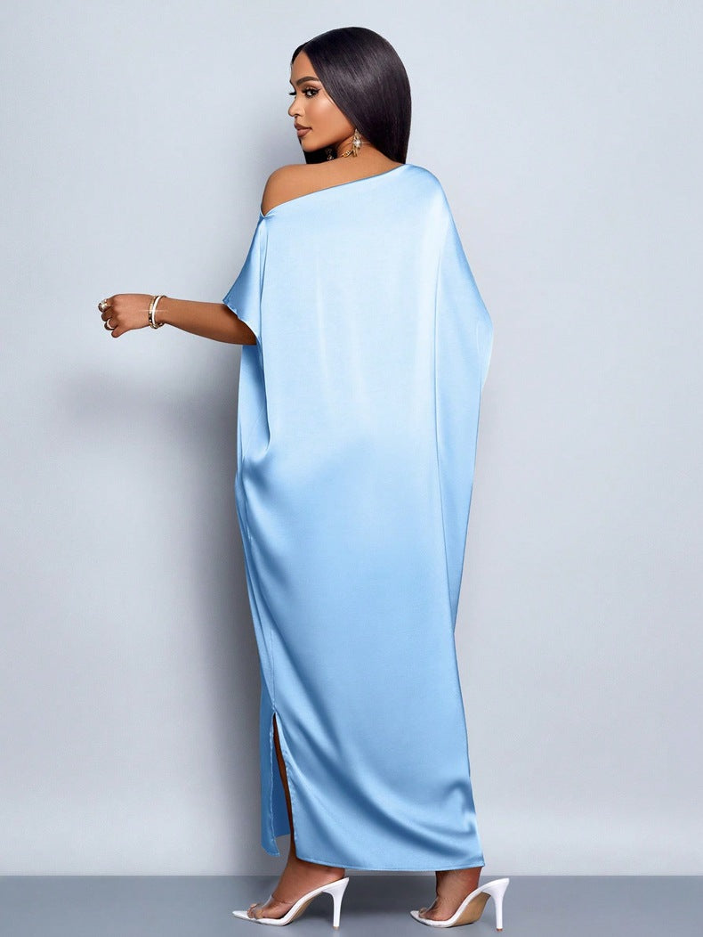 Women’s Yellow Satin Maxi Dress – Elegant Summer Style - Modestly Vogue 