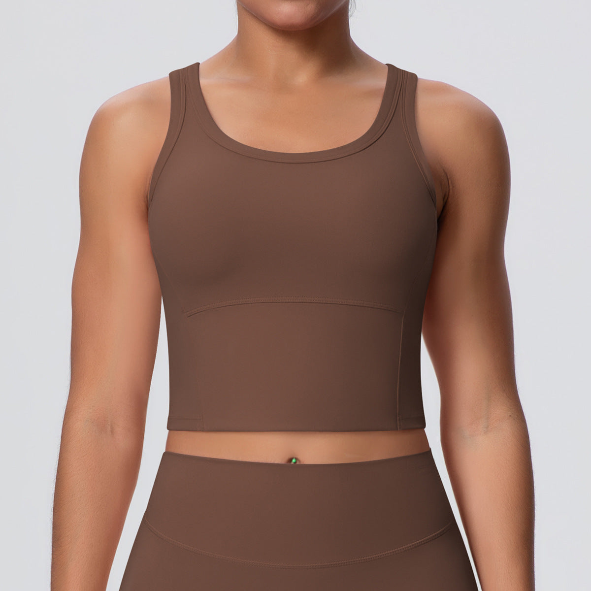 Nude Feel Workout Sports Bra with Chest Pad | Skin-Soft Fitness Bra - Modestly Vogue 