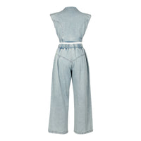 Blue Denim Jeans Sleeveless Two Piece Set - Modestly Vogue 