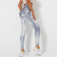 Digital Printing Denim Blue Yoga Pants Sports Leggings - Modestly Vogue 
