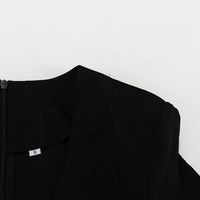 Black & White Color Contrast A-Line Dress – V Neck Flared Sleeves