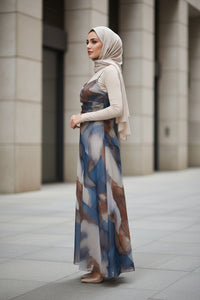 Elegant Chiffon Dress Elegant Colorful Blooming Printed Strap Dress - Modestly Vogue 