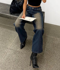 Distressed Straight-Leg Pants  Loose Wide Leg Denim Jeans - Modestly Vogue 