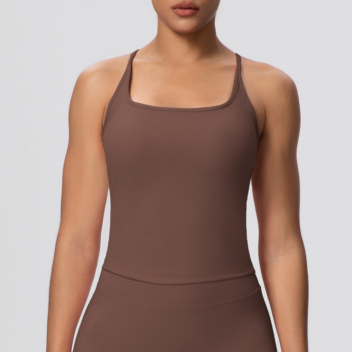 H-Shaped Beauty Back Spaghetti Strap Yoga Vest | Padded Workout Top - Modestly Vogue 