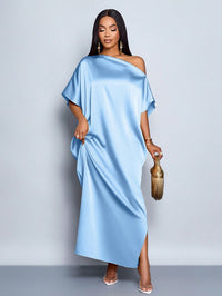 Women’s Yellow Satin Maxi Dress – Elegant Summer Style - Modestly Vogue 