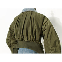 Blue Winter Loose Color Matching Denim Cotton Jacket Jacket Coat Women Small - Modestly Vogue 