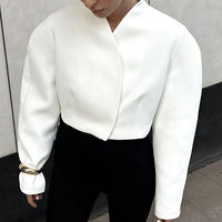 Women’s V-Neck Long Sleeve Loose Short Coat – Minimalist Chic