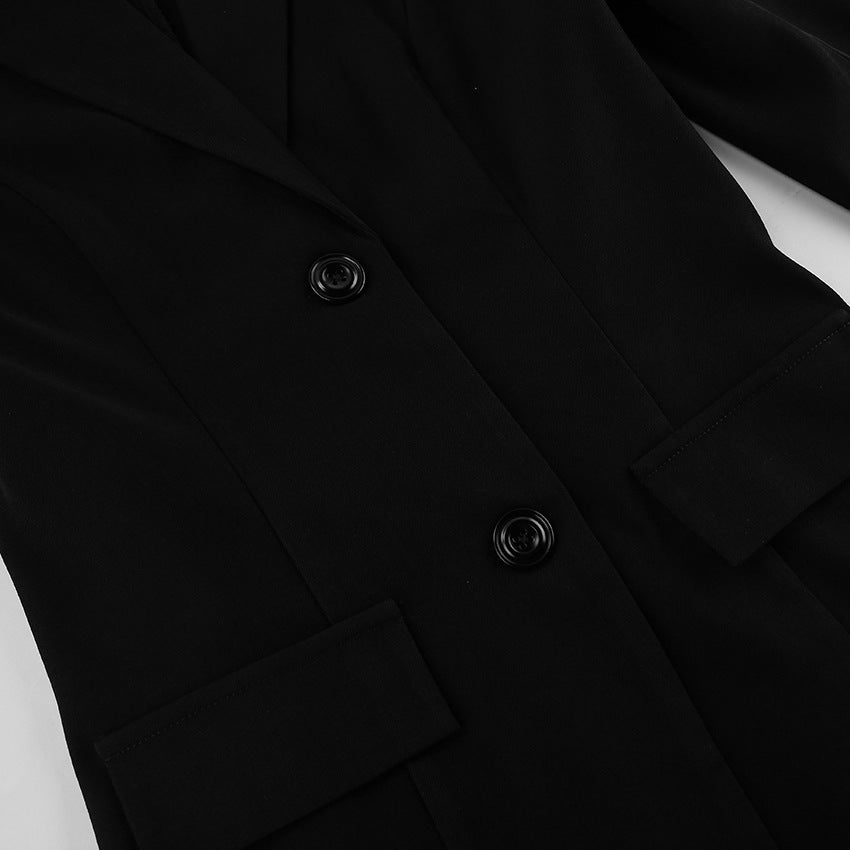 Women’s Black Lace Stitching Long Sleeve Office Blazer