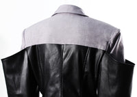 Women’s Faux Leather Stitching Blazer – Loose Autumn Jacket