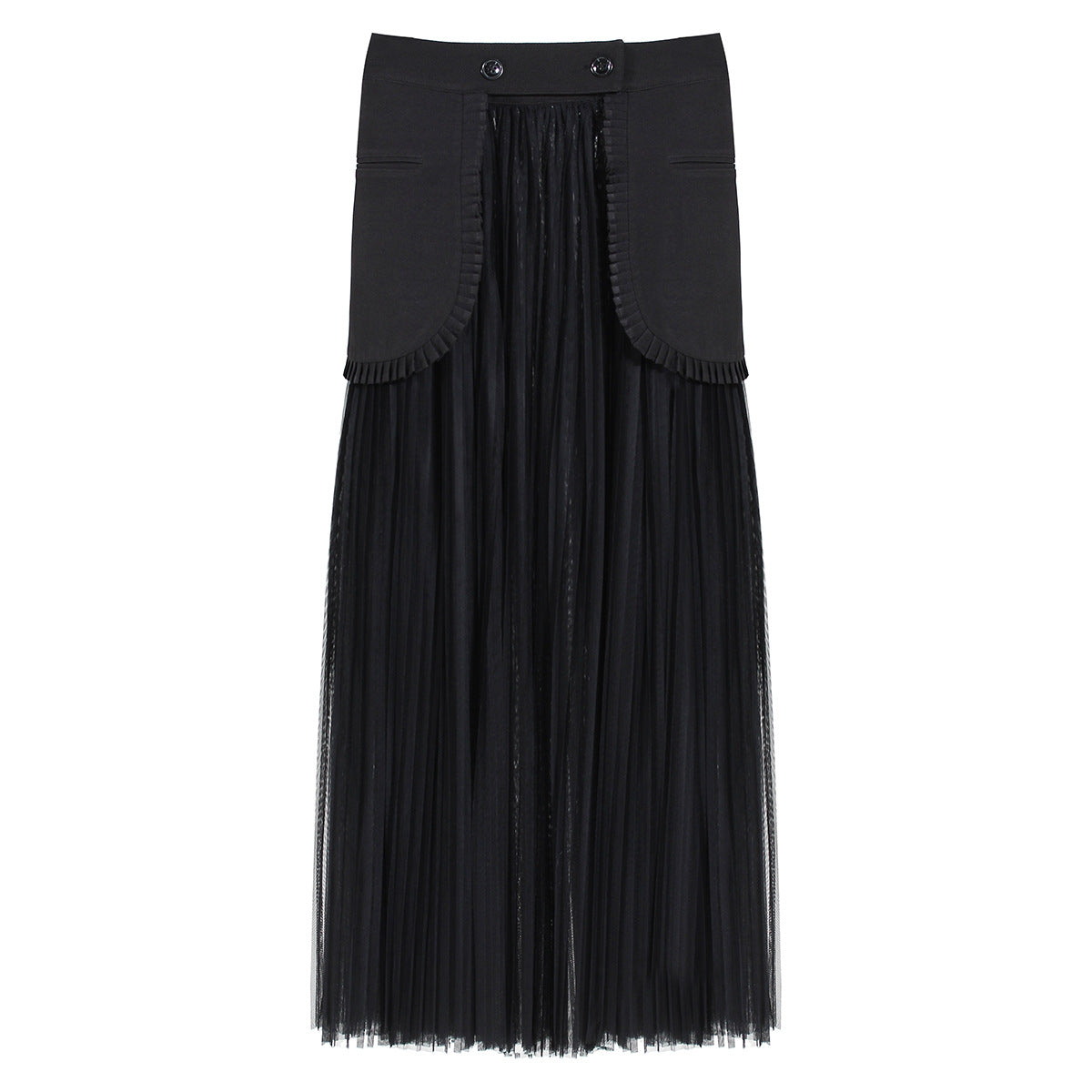 Black Skirt Set Two Piece Set Spring Elegant Long Set Mesh Pleated Skirt Set For Women - Modestly Vogue 