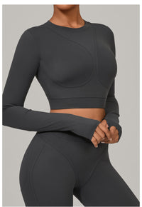 Long Sleeve Yoga Clothes High Strength Workout Clothes Pilates Running Sport Long Sleeve Top