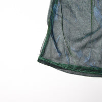 Blue Denim Stitching Mesh Skirt for Women - High Waist Slimming Elegant Design