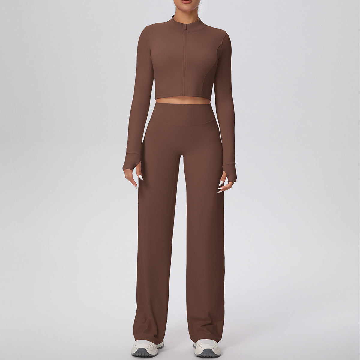 Micro Brushed  Zipper Jacket Sports Long Sleeve Running - Modestly Vogue 