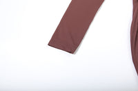 Brown Elegant High Neck Long Sleeves Flowing Scarf Maxi Dress - Modestly Vogue 