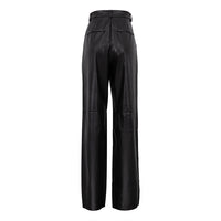 Women’s Spring Faux Leather High Waist Hip Lifting Straight Pants