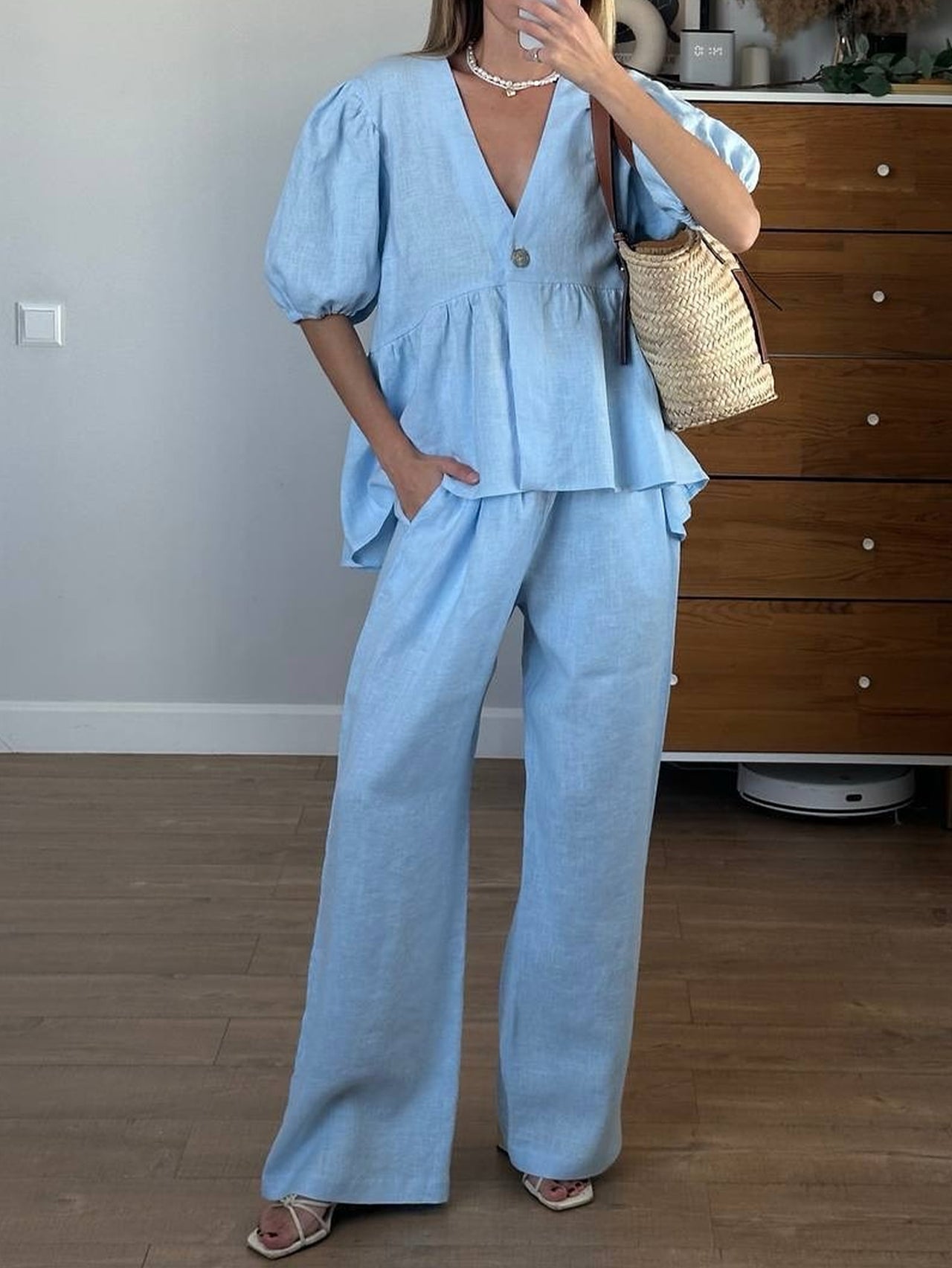 Vacation Short Sleeved T shirt Straight through Long Pants Women Clothing Summer - Modestly Vogue 