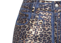 Niche Printed Gradual Layer Leopard Print Jeans Women Autumn Loose Street Straight Leg Trousers Tide