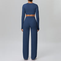 Pink Lace Studio Sculpt Women’s Workout Set – Breathable Long Sleeve & Pants - Modestly Vogue 