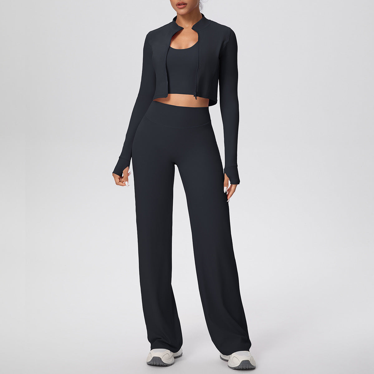 Women’s 3-Piece Sports Set | Zip Jacket, Halter Top & Pants