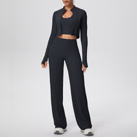 Women’s 3-Piece Sports Set | Zip Jacket, Halter Top & Pants