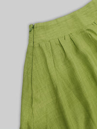 Lazy Green High Collar Loose Knitted Top Skirt Two Piece Sets - Modestly Vogue 