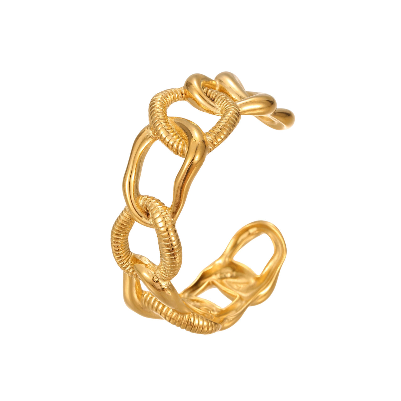 Gold Plated Open Ended Stainless Steel Textured Bracelet