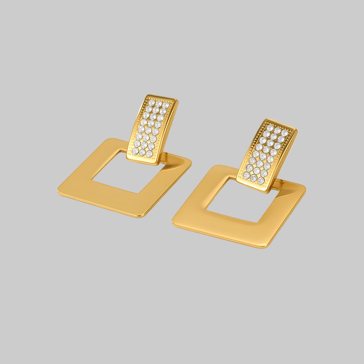 Geometric Abstract Diamond Square Stainless Steel Earrings