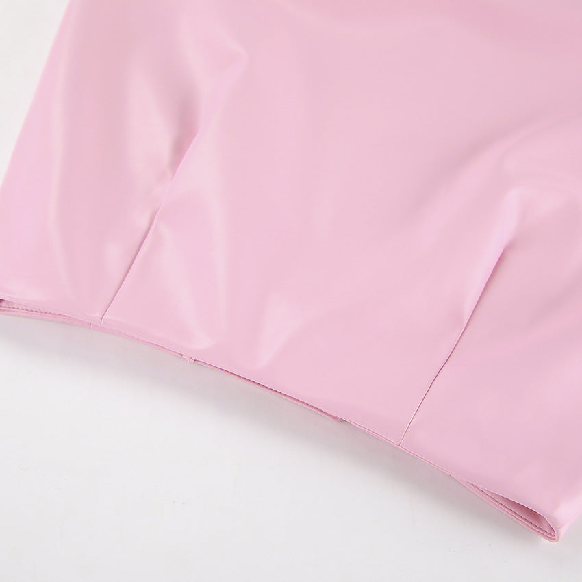 Trendy High Waist, Fashionable Leather Skirt