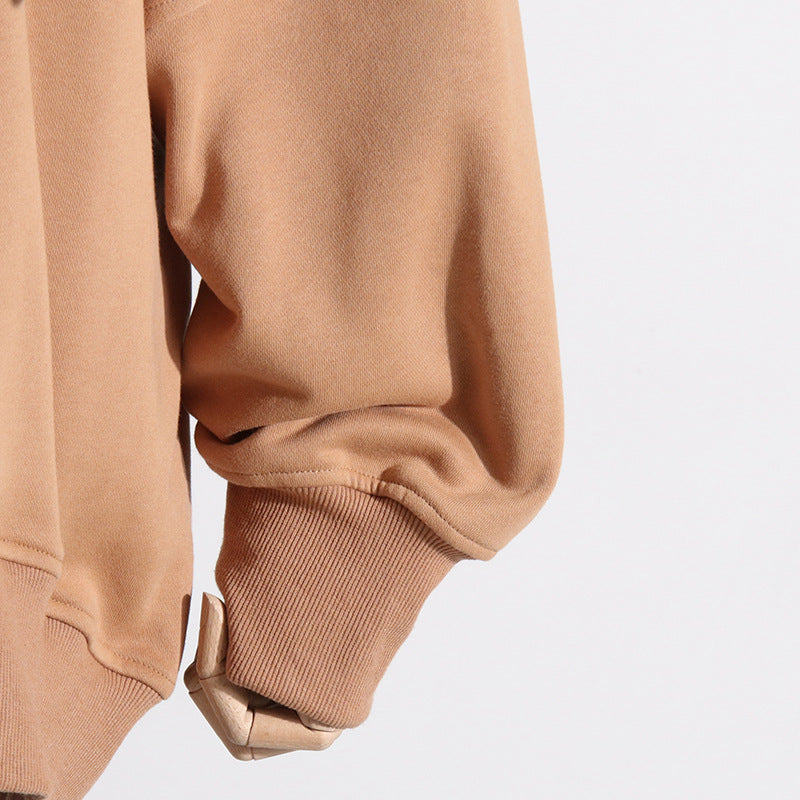 Solid Color Women Sweatshirt Casual Loose Scarf Collar - Modestly Vogue 