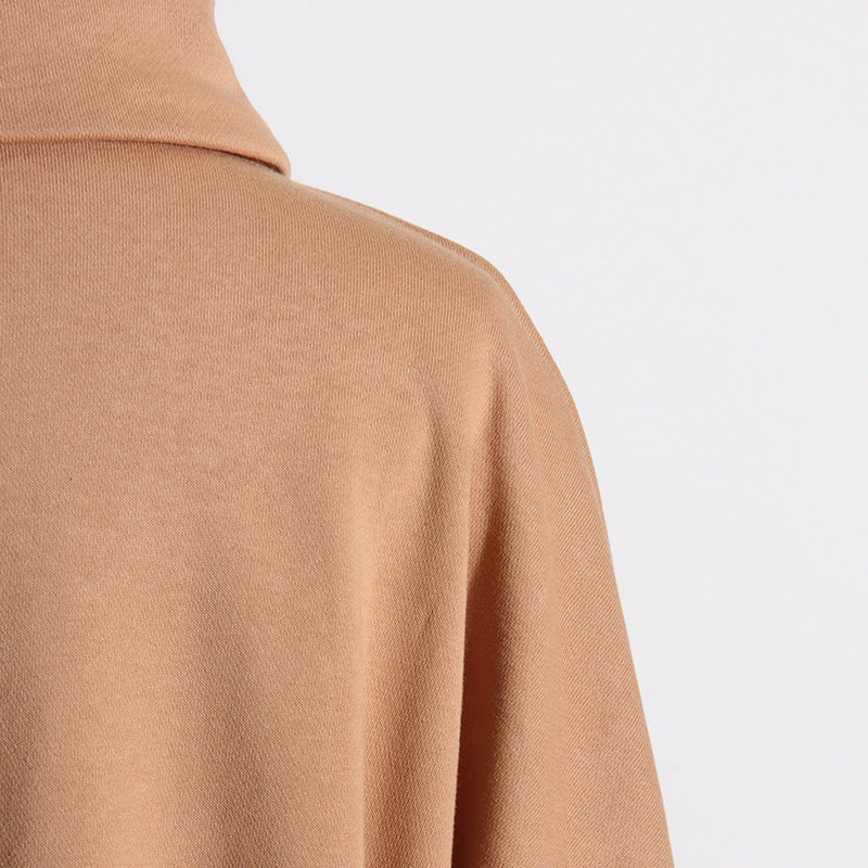 Solid Color Women Sweatshirt Casual Loose Scarf Collar - Modestly Vogue 