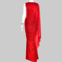 Fashionable Pleated Mesh Shawl Dress Sheath
