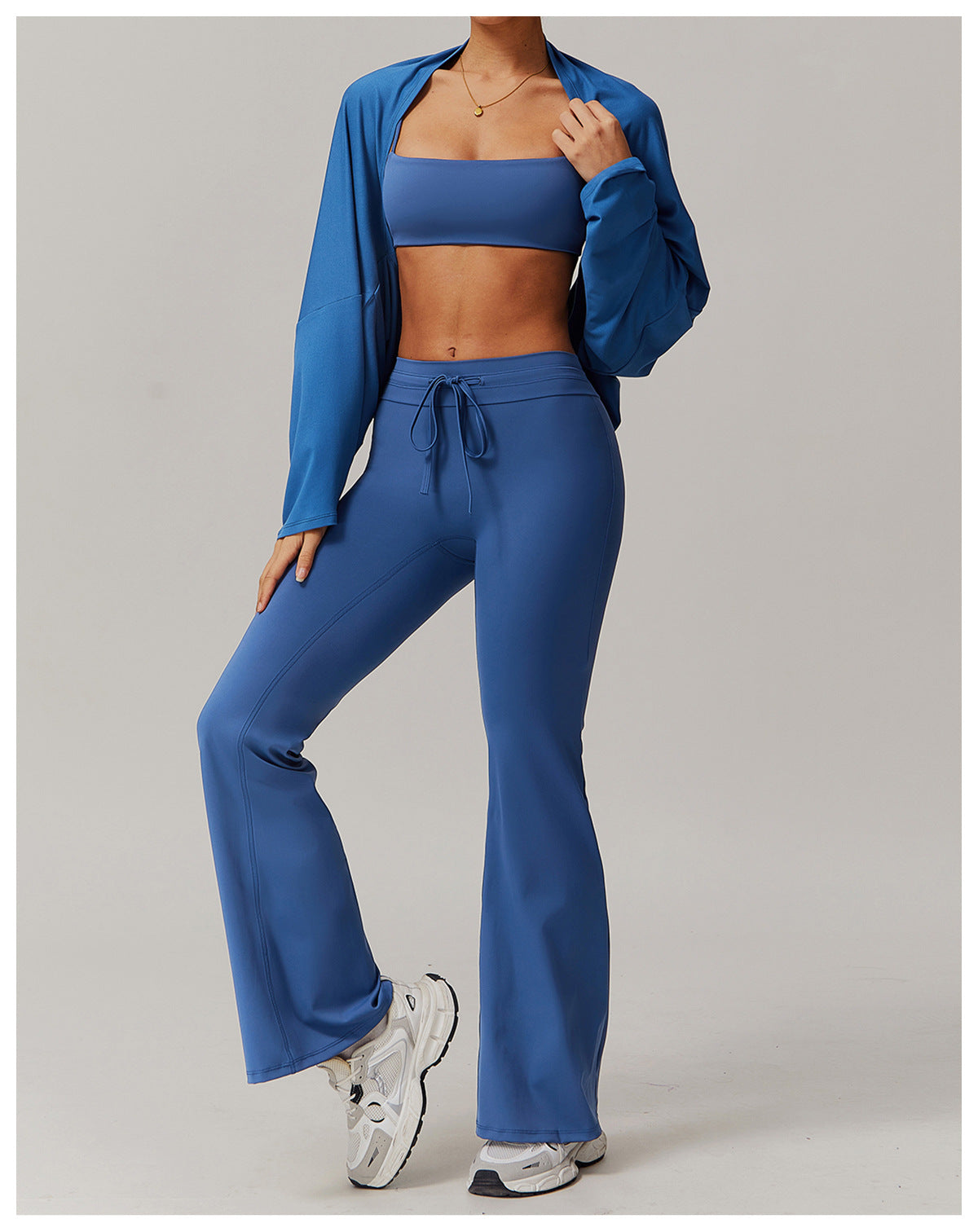 Off Shoulder Cropped Batwing Sleeve Long Sleeve Yoga Top - Modestly Vogue 