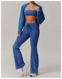 Off Shoulder Cropped Batwing Sleeve Long Sleeve Yoga Top - Modestly Vogue 