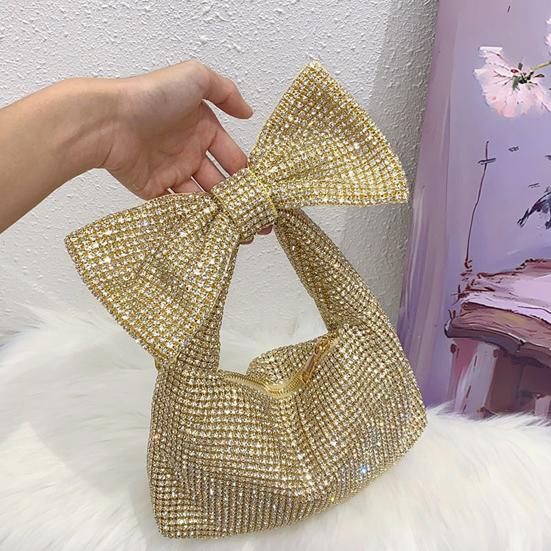 Elegant Bow Trend Shiny Rhinestone Bag Tote Shoulder Bag - Modestly Vogue 